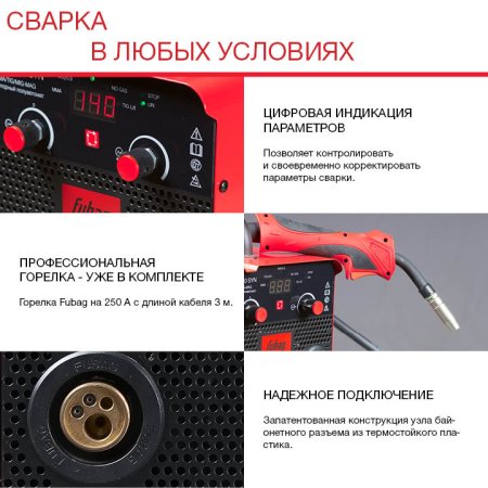 Полуавтомат сварочный FUBAG IRMIG 180 SYN с горелкой 250 А 3 м в комплекте в Сочи фото