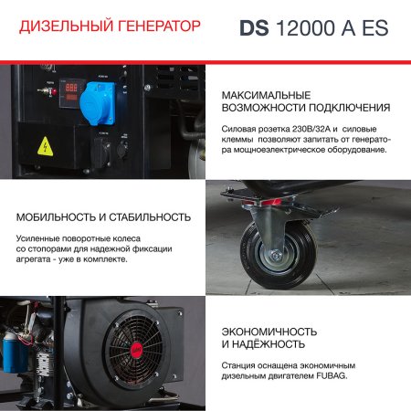 FUBAG Дизельный генератор с электростартером и коннектором автоматики DS 12000 A ES в Сочи фото