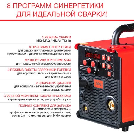 Полуавтомат сварочный FUBAG IRMIG 208 SYN PLUS c горелкой FB 250 3 м в Сочи фото